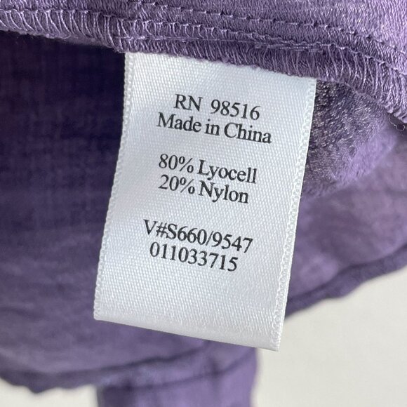 NEW Coldwater Creek Ruffle Front Shimmer Shirt L Purple Misses 14-16 - Picture 7 of 11